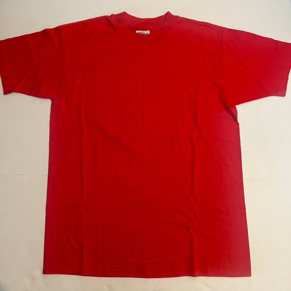 Vintage Single Stitch Hanes Fifty Fifty Blank Red T Shirt Mens Large USA Made